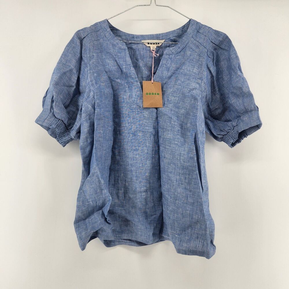 Boden Women's US4 Chambray Blue Rae Linen Top NWT